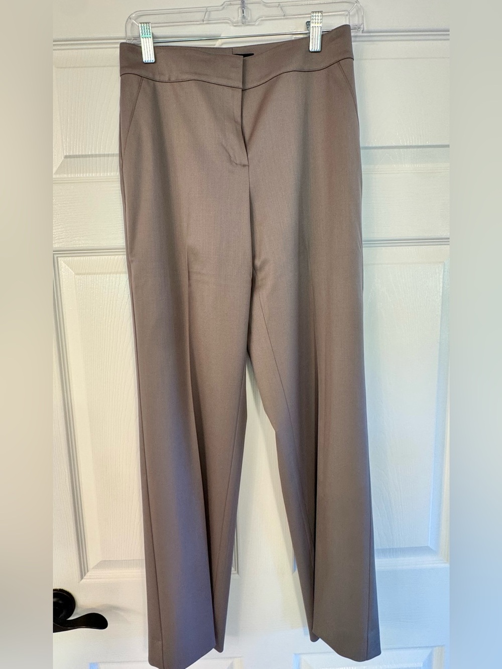 St. John Taupe Straight-Leg Trousers